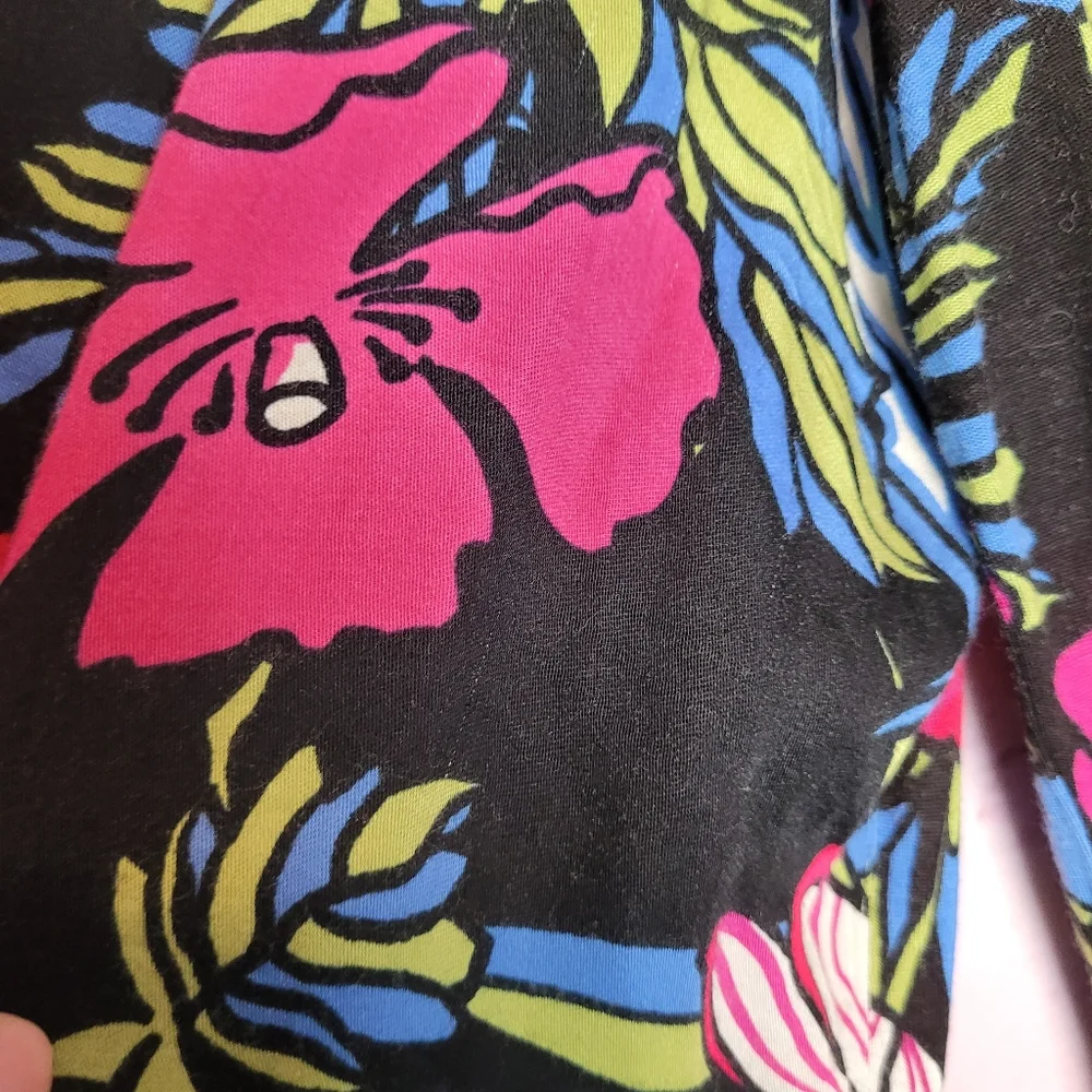 TINY FLORAL WRAP FRONT LONG SLEEVE BOHO TIE WAIST TOP LARGE - Picture 7 of 15
